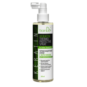 keratin termo-zaštitni sprej za obojenu kosu, sprej za zaštitu kose, termo zaštita za kosu, TianDe sprej za kosu, keratin za kosu, hidratacija obojene kose, očuvanje boje kose, sprej za termičko stilizovanje, zaštita od toplote, svakodnevna nega obojene kose.